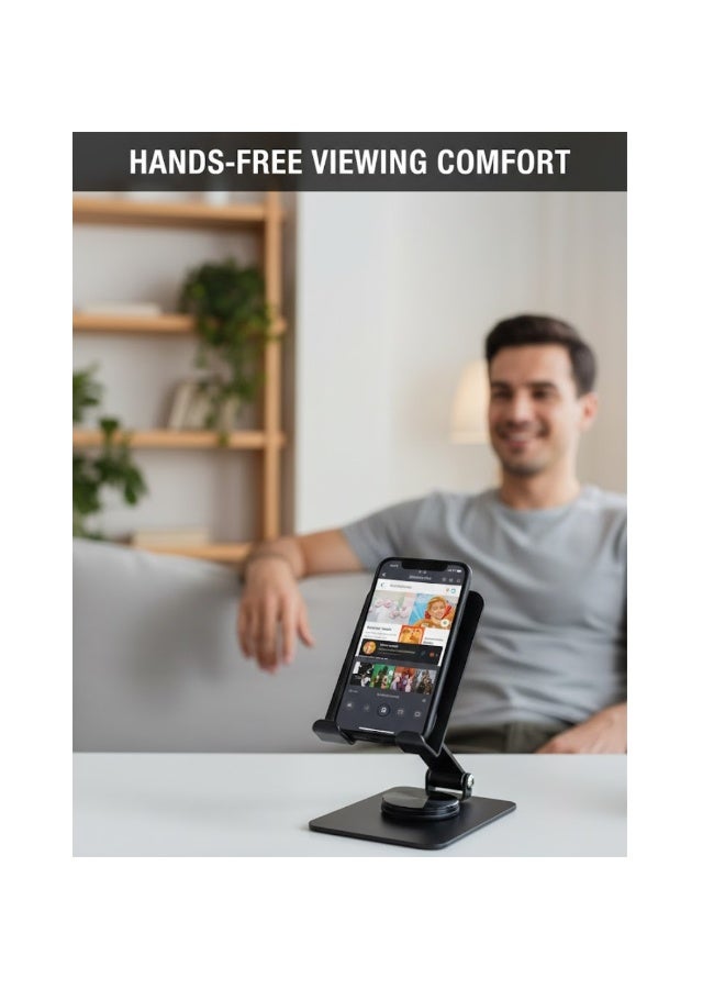 Talala Adjustable Mobile Phone Stand for Desk, Foldable & Portable Smartphone Holder with Strong Metal Base, Hands-Free Phone Stand for Office, Home, Travel, Video Calls, Watching Videos Compatible with iPhone & Android - Image 4